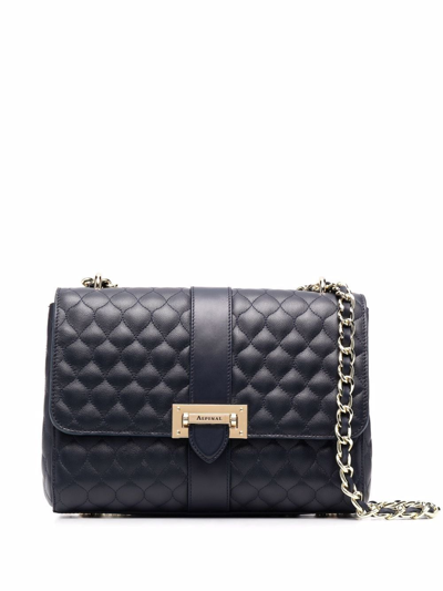Aspinal Of London Lottie Quilted Shoulder Bag In Blue | ModeSens