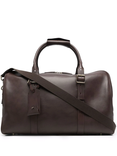 Shop Aspinal Of London Harrison Weekender Leather Holdall In Brown