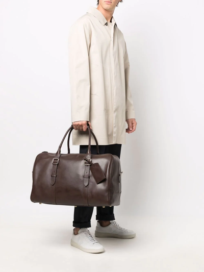 Shop Aspinal Of London Harrison Weekender Leather Holdall In Brown