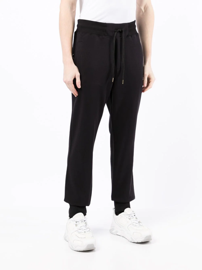 Shop Versace Jeans Couture Metallic-logo Track Pants In Black
