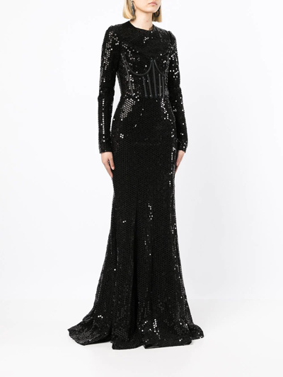 Shop Dolce & Gabbana Sequin-embellished Mermaid-cut Dress In Black