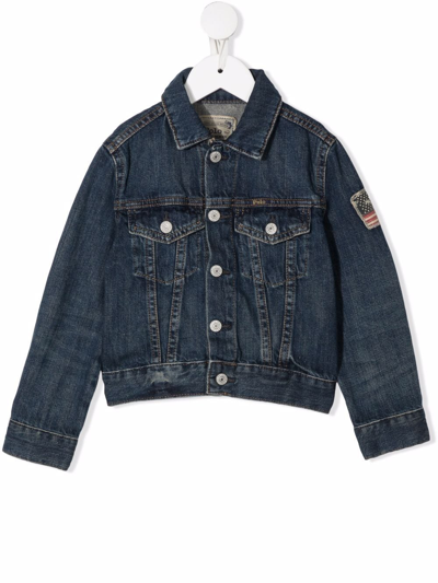 Shop Ralph Lauren Patch-detail Four-pocket Denim Jacket In Blue
