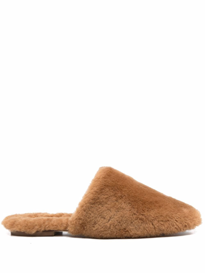 Shop Aeyde Kelly Shearling Slippers In Neutrals