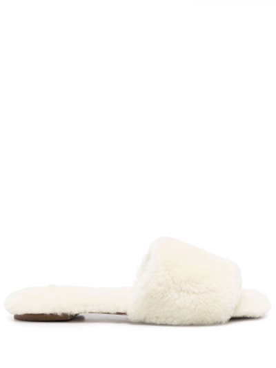 Shop Aeyde Anna Shearling Slippers In Neutrals