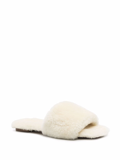 Shop Aeyde Anna Shearling Slippers In Neutrals