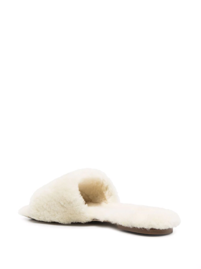 Shop Aeyde Anna Shearling Slippers In Neutrals