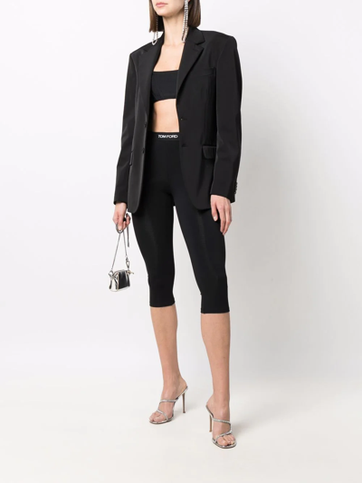 Shop Tom Ford Cropped Logo-waistband Leggings In Black