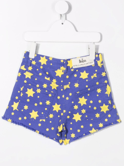 Shop Stella Mccartney X The Beatles Star-print Shorts In Blue