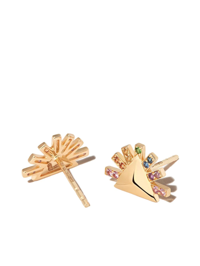 Harwell Godfrey Harwell18k Yg Rnbw Saph Pave Motif Stud In Gold
