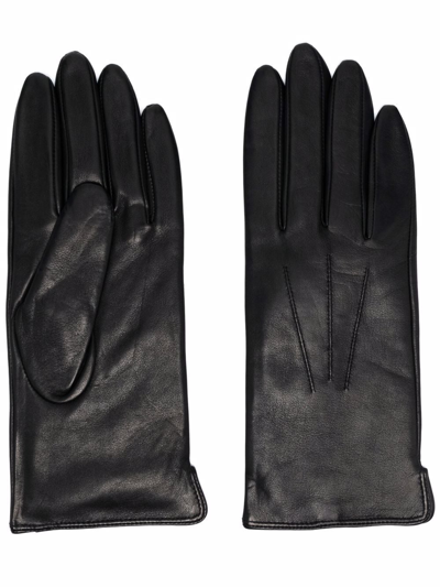 Shop Aspinal Of London Slip-on Leather Gloves In Schwarz