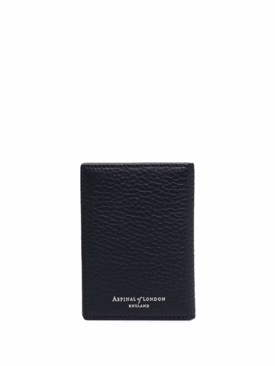 Aspinal Of London Pebbled-effect Double Fold Wallet In Blau