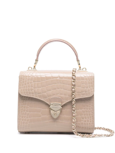 Shop Aspinal Of London Mayfair Crocodile-effect Tote Bag In Neutrals