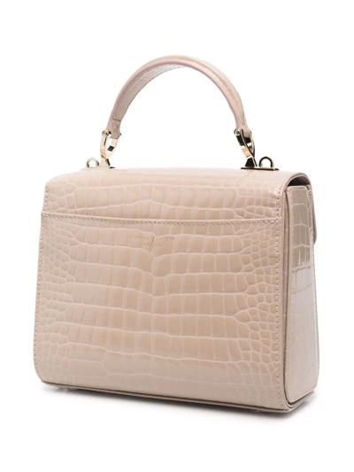 Shop Aspinal Of London Mayfair Crocodile-effect Tote Bag In Neutrals