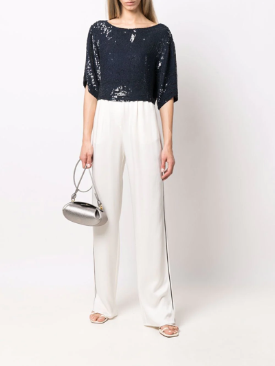 P.a.r.o.s.h Sequined Cropped Blouse In Blue
