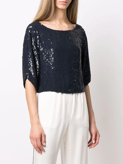 P.a.r.o.s.h Sequined Cropped Blouse In Blue