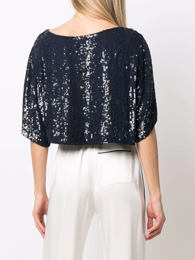 P.a.r.o.s.h Sequined Cropped Blouse In Blue