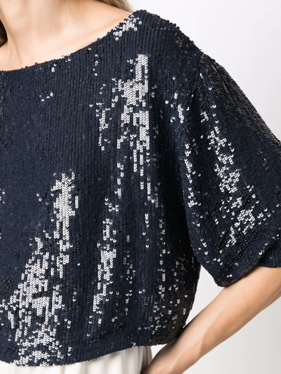 P.a.r.o.s.h Sequined Cropped Blouse In Blue