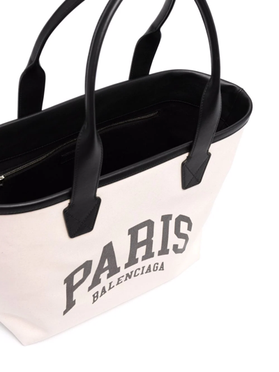 Shop Balenciaga Cities Paris Tote Bag In Nude