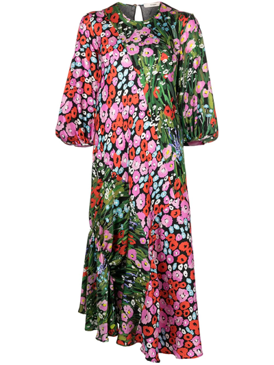 Shop Brøgger Lottie Poppy-print Silk Dress In Mehrfarbig
