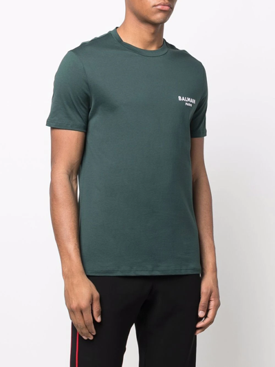 Balmain Logo-print Regular-fit Cotton-jersey T-shirt In Green