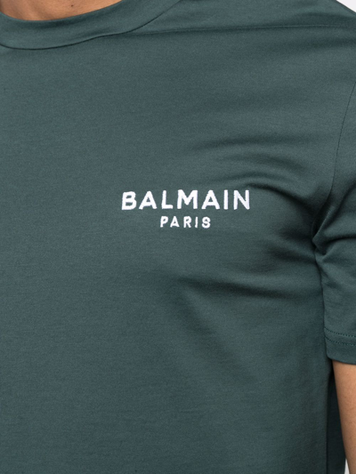 Balmain Logo-print Regular-fit Cotton-jersey T-shirt In Green