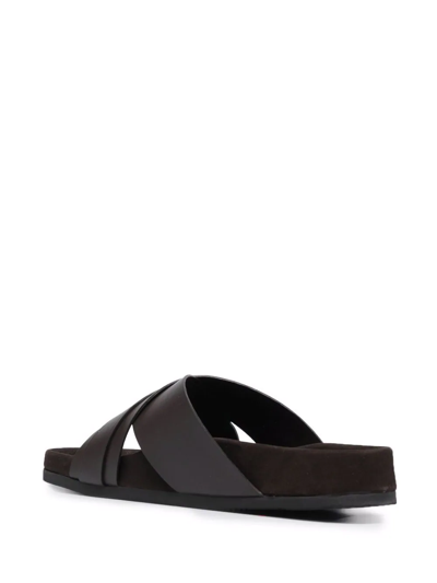 Shop Tom Ford Perforated-logo Leather Sandals In Braun