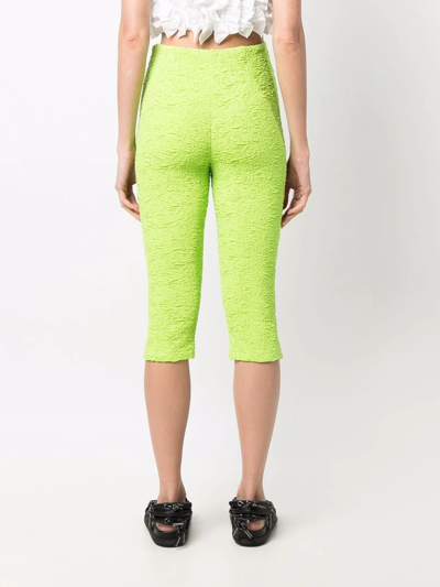 Msgm Jersey-knit Cropped Leggings In Grün