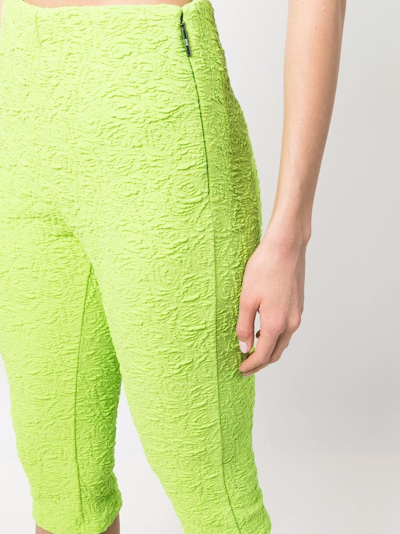 Msgm Jersey-knit Cropped Leggings In Grün