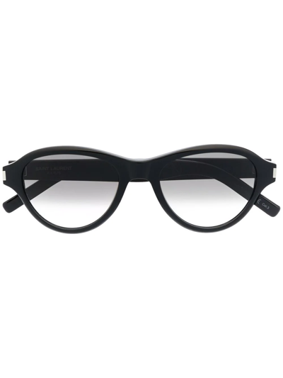 Shop Saint Laurent Round-frame Sunglasses In Schwarz