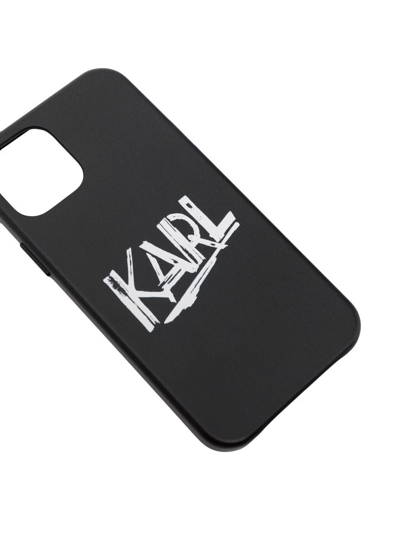 Shop Karl Lagerfeld Logo-print Iphone 12/12 Pro Case In Schwarz