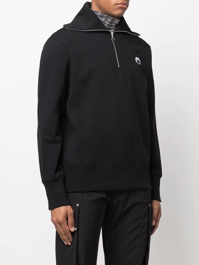 Shop Marine Serre Lunar Reading Half-zip Sweatshirt In Schwarz