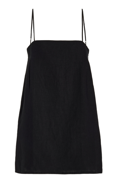 Shop Posse Exclusive Maggie Linen Mini Dress In Black