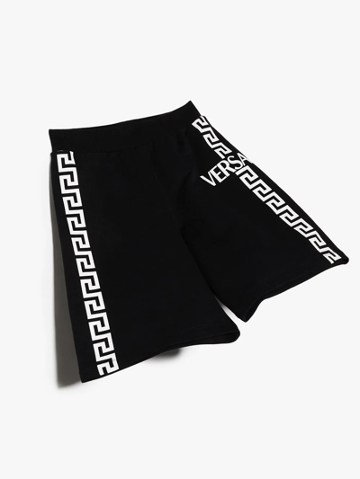 Shop Versace Greca-print Track Shorts In Black