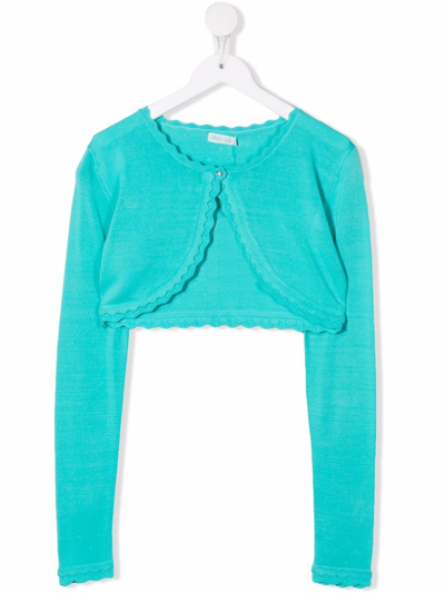 Shop Abel & Lula Teen Cropped Knitted Cardigan In Blue