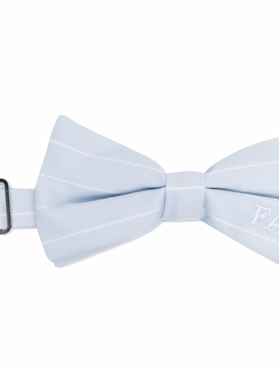 Shop Fay Striped Embroidered-logo Bow Tie In Blue