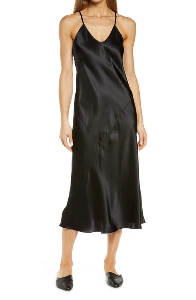 Shop Atm Anthony Thomas Melillo Bias Cut Silk Slipdress In Black