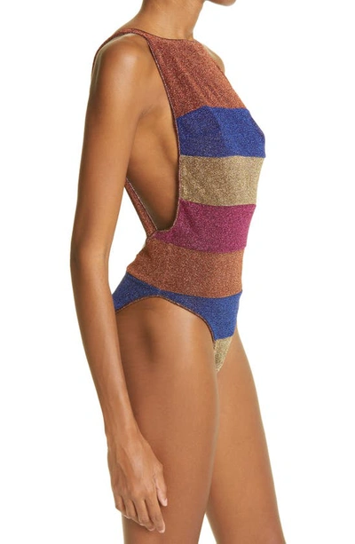 Shop Oseree Lumière Open Back One-piece Swimsuit In Multicolor