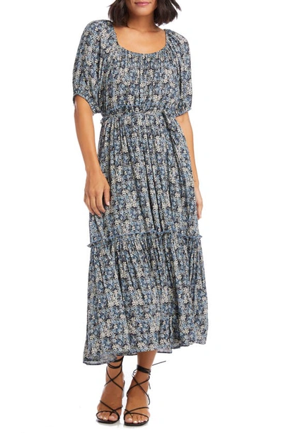 Karen Kane Floral Print Puff Sleeve Midi Dress In Print