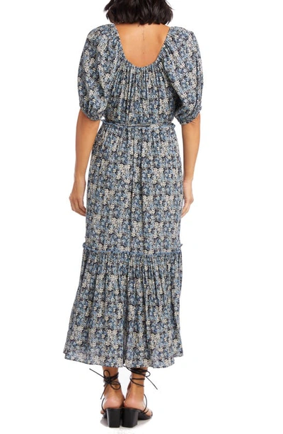 Karen Kane Floral Print Puff Sleeve Midi Dress In Print