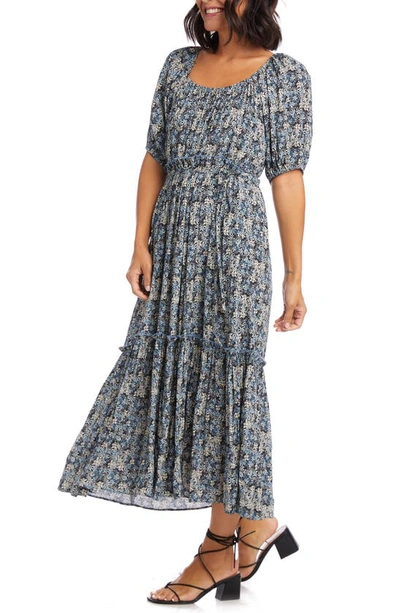 Karen Kane Floral Print Puff Sleeve Midi Dress In Print