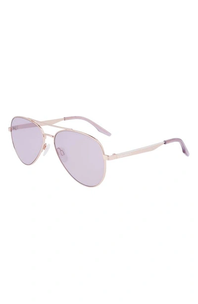 Shop Converse Elevate 58mm Aviator Sunglasses In Shiny Rose Gold