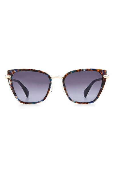 Shop Rag & Bone 56mm Gradient Cat Eye Sunglasses In Blue Havana / Grey Shaded