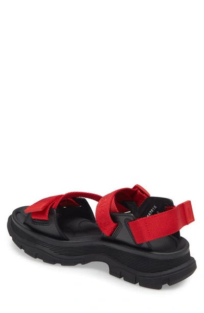 Shop Alexander Mcqueen Tread Slick Sandal In Lust Red/ Black