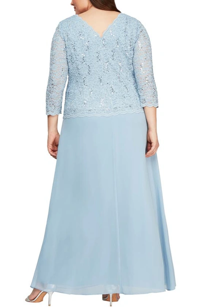 Alex Evenings Mock Two-piece A-line Gown In Sky Blue