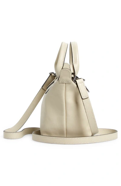 Shop Longchamp Mini Le Pliage Cuir Leather Top Handle Bag In Ivory