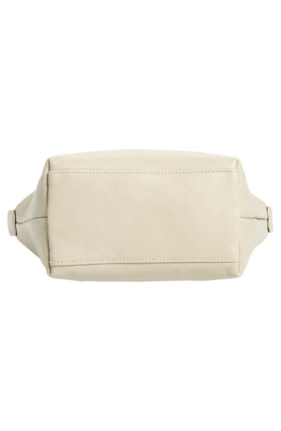 Shop Longchamp Mini Le Pliage Cuir Leather Top Handle Bag In Ivory