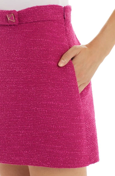 Shop Valentino Roman Stud Pleated Wool Blend Tweed Miniskirt In Full Pink