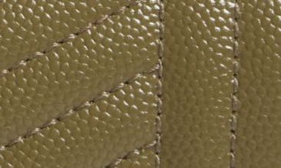 Shop Saint Laurent Small Monogram Quilted Leather Wallet In Khaki