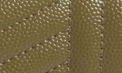 Saint Laurent Small Monogram Quilted Leather Wallet In Khaki