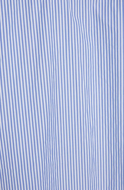 Shop Balenciaga Embroidered Hotel Logo College Stripe Cotton Pyjama Shirt In Blue/ White